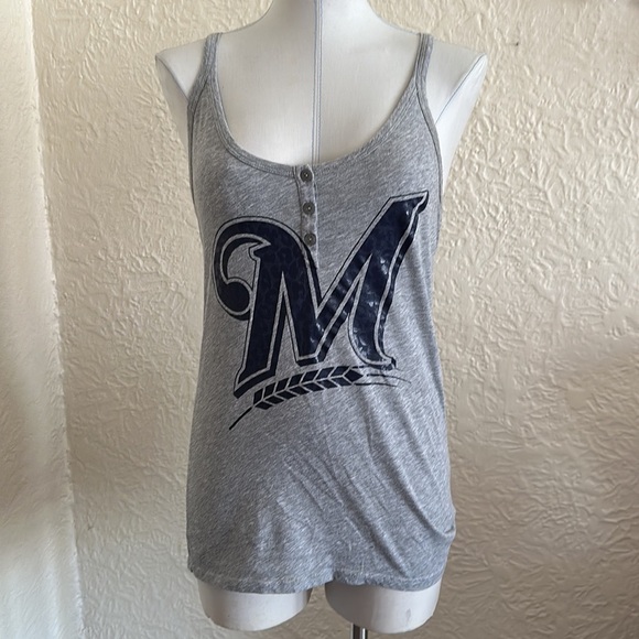 Victoria’s Secret Pink Milwaukee Brewers MLB Blue Gray T-Shirt Tank Top Bundle M - Picture 8 of 13